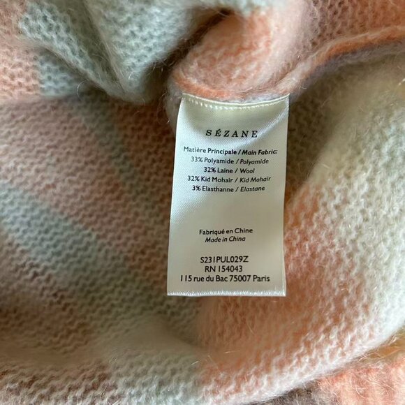 Sezane Amicie Jumper XS/S/M Leaves Print Kid mohair French Knit Sweater Soft - Picture 8 of 9